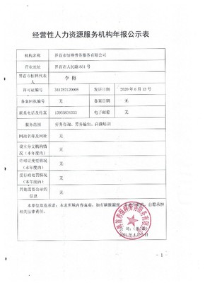 經營性人力資源服務機構年報公示表詳解